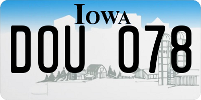 IA license plate DOU078