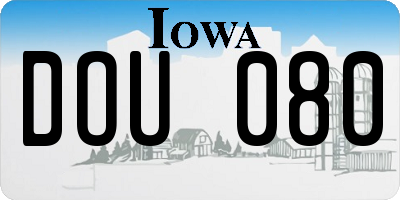 IA license plate DOU080