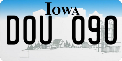 IA license plate DOU090