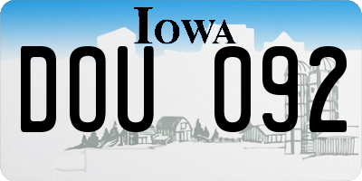 IA license plate DOU092