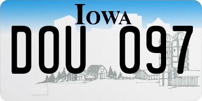 IA license plate DOU097