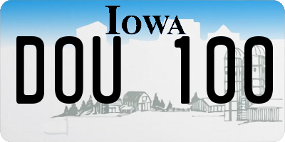 IA license plate DOU100