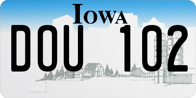 IA license plate DOU102