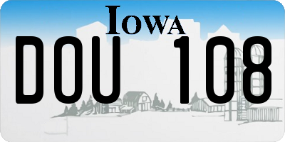 IA license plate DOU108