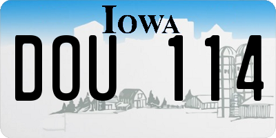 IA license plate DOU114