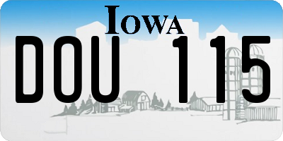 IA license plate DOU115