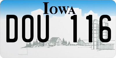 IA license plate DOU116