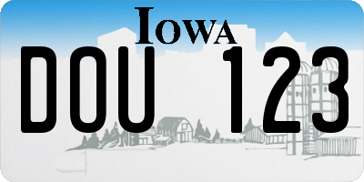 IA license plate DOU123