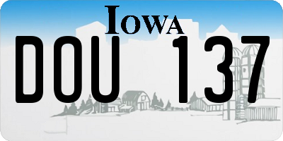 IA license plate DOU137