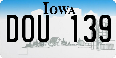 IA license plate DOU139