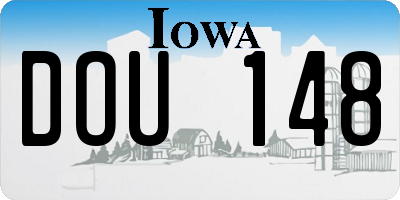 IA license plate DOU148