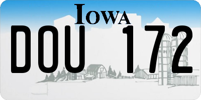IA license plate DOU172