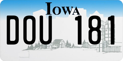 IA license plate DOU181