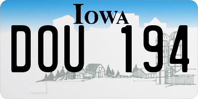 IA license plate DOU194