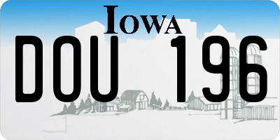 IA license plate DOU196