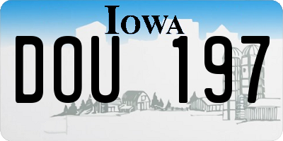 IA license plate DOU197