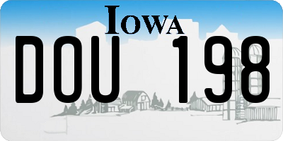 IA license plate DOU198