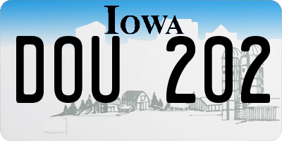 IA license plate DOU202