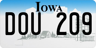 IA license plate DOU209