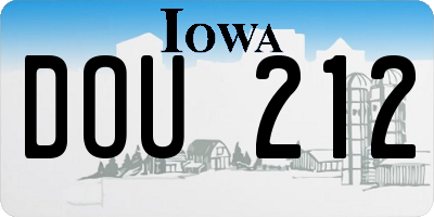 IA license plate DOU212