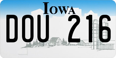 IA license plate DOU216