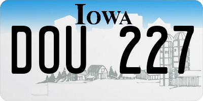 IA license plate DOU227