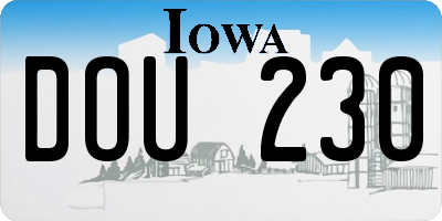 IA license plate DOU230