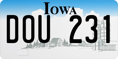 IA license plate DOU231