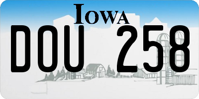 IA license plate DOU258