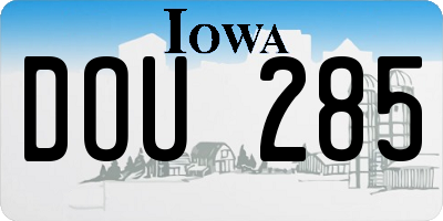 IA license plate DOU285