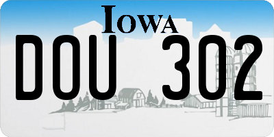 IA license plate DOU302