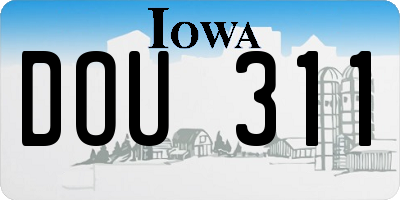 IA license plate DOU311