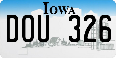 IA license plate DOU326