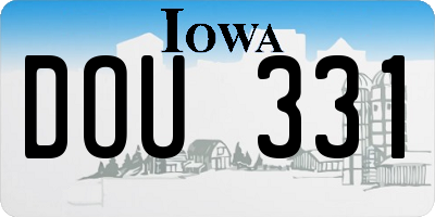 IA license plate DOU331