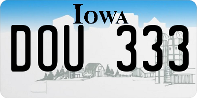 IA license plate DOU333