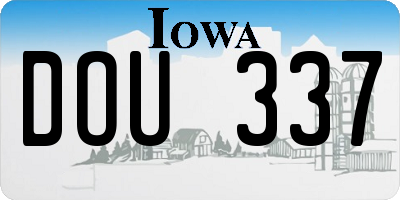 IA license plate DOU337