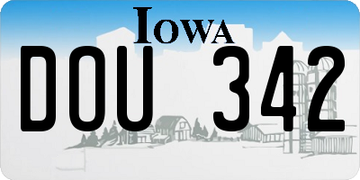 IA license plate DOU342