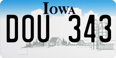 IA license plate DOU343