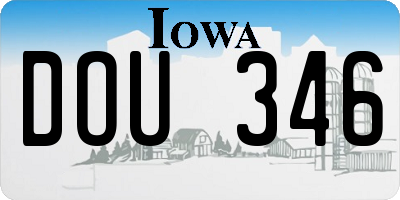 IA license plate DOU346
