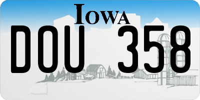 IA license plate DOU358