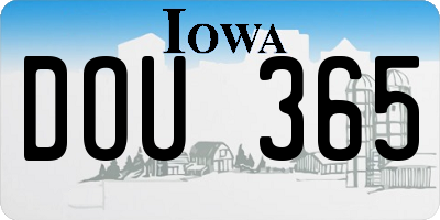 IA license plate DOU365