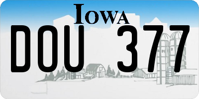IA license plate DOU377
