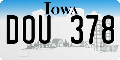 IA license plate DOU378