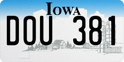 IA license plate DOU381