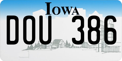 IA license plate DOU386