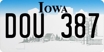IA license plate DOU387