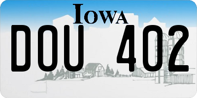 IA license plate DOU402