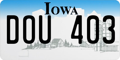 IA license plate DOU403