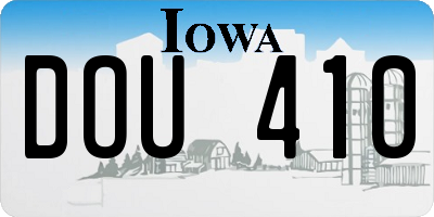 IA license plate DOU410