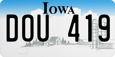 IA license plate DOU419